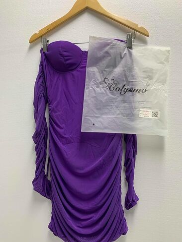 فستان Colysmo مثير بأكمام طويلة مكشكش بدون أكتاف شبكي فساتين Bodycon صغيرة in Kuwait