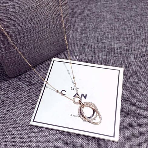 Oval and Round Shaped with Cubic Ziconia 25" Long Chain Pendant Necklace Fashion Jewelry for Women in Saudi Arabia