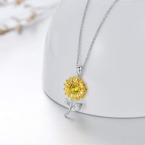 SISGEM 14K Real Gold Sunflower Necklace for Women, You Are My Sunshine Gold Sunflower Pendant Necklace with Crystal Birthday Anniversary Jewelry Gifts for Mom, Wife, Girlfriend 16"+2" in Saudi Arabia