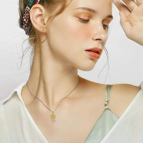 SISGEM 14K Real Gold Sunflower Necklace for Women, You Are My Sunshine Gold Sunflower Pendant Necklace with Crystal Birthday Anniversary Jewelry Gifts for Mom, Wife, Girlfriend 16"+2" in Saudi Arabia