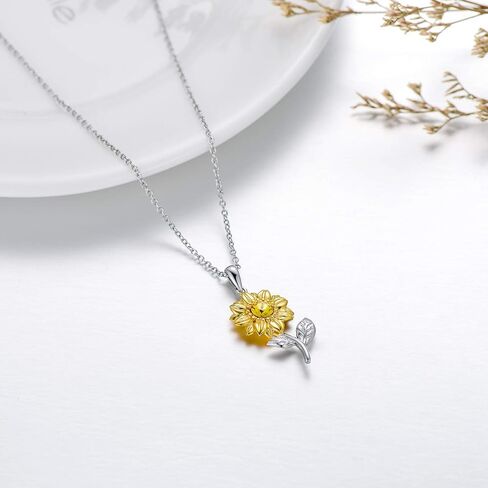 SISGEM 14K Real Gold Sunflower Necklace for Women, You Are My Sunshine Gold Sunflower Pendant Necklace with Crystal Birthday Anniversary Jewelry Gifts for Mom, Wife, Girlfriend 16"+2" in Saudi Arabia