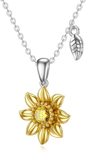 SISGEM 14K Real Gold Sunflower Necklace for Women, You Are My Sunshine Gold Sunflower Pendant Necklace with Crystal Birthday Anniversary Jewelry Gifts for Mom, Wife, Girlfriend 16"+2" in Saudi Arabia