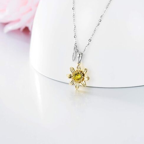 SISGEM 14K Real Gold Sunflower Necklace for Women, You Are My Sunshine Gold Sunflower Pendant Necklace with Crystal Birthday Anniversary Jewelry Gifts for Mom, Wife, Girlfriend 16"+2" in Saudi Arabia