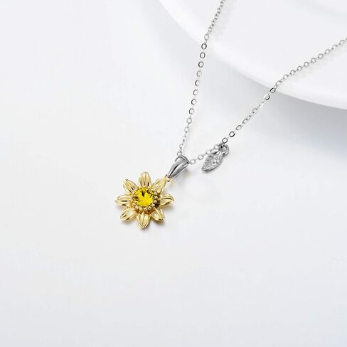 SISGEM 14K Real Gold Sunflower Necklace for Women, You Are My Sunshine Gold Sunflower Pendant Necklace with Crystal Birthday Anniversary Jewelry Gifts for Mom, Wife, Girlfriend 16"+2" in Saudi Arabia