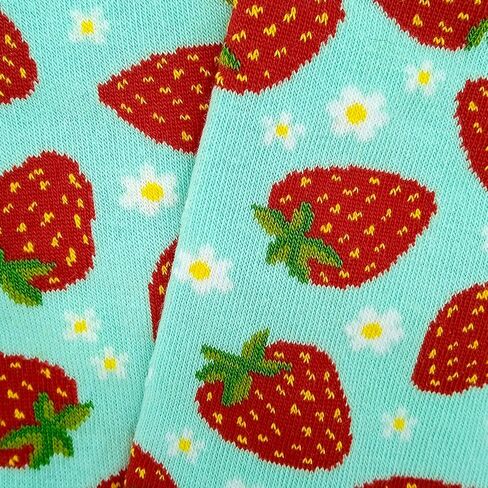 ROBIN SOCKS نموذج المنتج: الفراولة والنعناع - جوارب نصف دائرية - مضحكة - مطبوعة. in Kuwait
