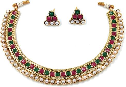 I Jewels طقم مجوهرات زفاف هندي مطلي بالذهب بوليوود متعدد قلادة للنساء/الفتيات (MC119-1) in Saudi Arabia