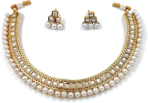 I Jewels طقم مجوهرات زفاف هندي مطلي بالذهب بوليوود متعدد قلادة للنساء/الفتيات (MC119-1) in Saudi Arabia