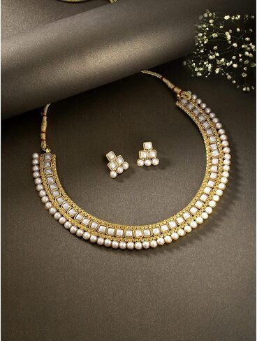 I Jewels طقم مجوهرات زفاف هندي مطلي بالذهب بوليوود متعدد قلادة للنساء/الفتيات (MC119-1) in Saudi Arabia