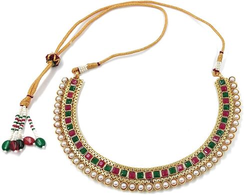I Jewels طقم مجوهرات زفاف هندي مطلي بالذهب بوليوود متعدد قلادة للنساء/الفتيات (MC119-1) in Saudi Arabia