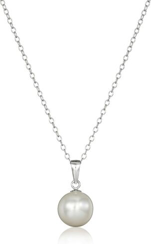 Amazon Collection White Chinese Freshwater Cultured Pearl Button Earrings and Pendant Necklace Jewelry Set (9.0-9.5mm) in Saudi Arabia