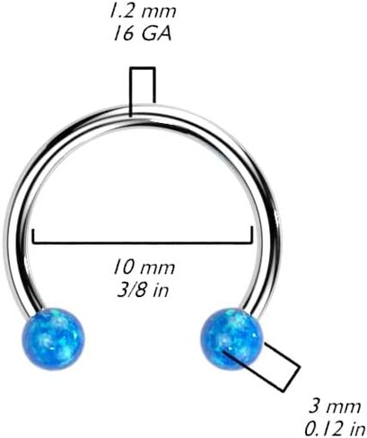 16 GA Implant Grade Titanium Threadless Horseshoe With Opal Ball Ends in Saudi Arabia