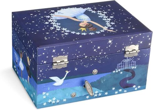 صندوق المجوهرات الموسيقية Jewelkeeper Ballerina مع درجين قابلين للسحب، تصميم لامع، صندوق تخزين المجوهرات الموسيقية للفتيات من Swan Lake Tune مع راقصة الباليه الدوارة، تصميم لامع، Swan Lake Tune in Kuwait