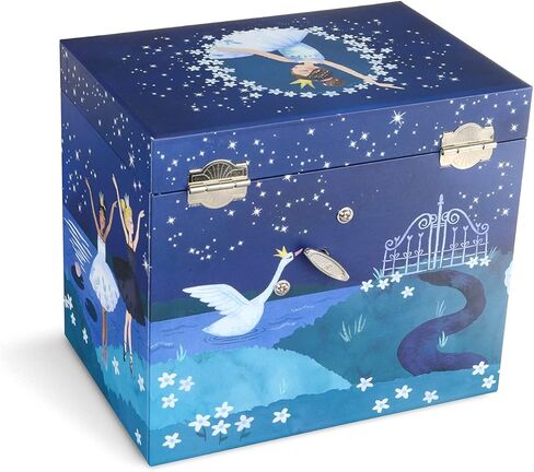 صندوق المجوهرات الموسيقية Jewelkeeper Ballerina مع درجين قابلين للسحب، تصميم لامع، صندوق تخزين المجوهرات الموسيقية للفتيات من Swan Lake Tune مع راقصة الباليه الدوارة، تصميم لامع، Swan Lake Tune in Kuwait