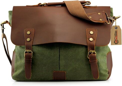 حقيبة كتف من الجلد الطبيعي من GEARONIC حقيبة كتف كلاسيكية للكمبيوتر المحمول المدرسي in Kuwait