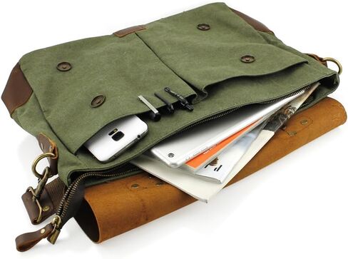 حقيبة كتف من الجلد الطبيعي من GEARONIC حقيبة كتف كلاسيكية للكمبيوتر المحمول المدرسي in Kuwait