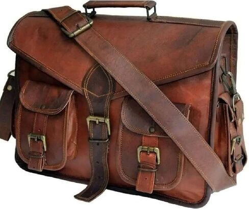 MONTEXOO Handmadecraft Leather Unisex Real Leather Messenger Bag for Laptop Briefcase Satchel in Kuwait