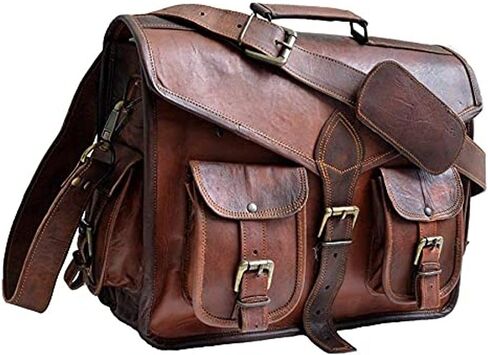 MONTEXOO Handmadecraft Leather Unisex Real Leather Messenger Bag for Laptop Briefcase Satchel in Kuwait