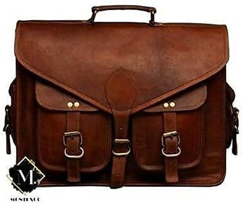 MONTEXOO Handmadecraft Leather Unisex Real Leather Messenger Bag for Laptop Briefcase Satchel in Kuwait