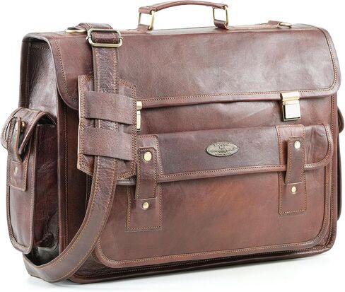 صناعة يدوية العالم 18 بوصة خمر اليدوية الجلود رسول حقيبة مكتب العمل حقيبة الكمبيوتر المحمول حقيبة الكتف للكلية السفر كروسبودي حقيبة in Kuwait