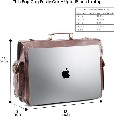 صناعة يدوية العالم 18 بوصة خمر اليدوية الجلود رسول حقيبة مكتب العمل حقيبة الكمبيوتر المحمول حقيبة الكتف للكلية السفر كروسبودي حقيبة in Kuwait