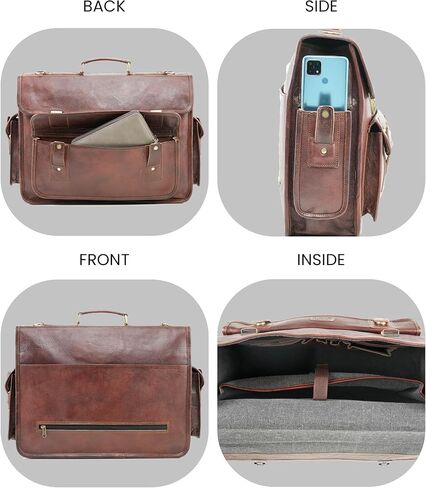 صناعة يدوية العالم 18 بوصة خمر اليدوية الجلود رسول حقيبة مكتب العمل حقيبة الكمبيوتر المحمول حقيبة الكتف للكلية السفر كروسبودي حقيبة in Kuwait