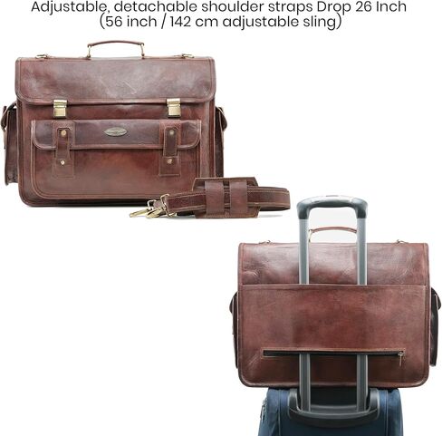 صناعة يدوية العالم 18 بوصة خمر اليدوية الجلود رسول حقيبة مكتب العمل حقيبة الكمبيوتر المحمول حقيبة الكتف للكلية السفر كروسبودي حقيبة in Kuwait