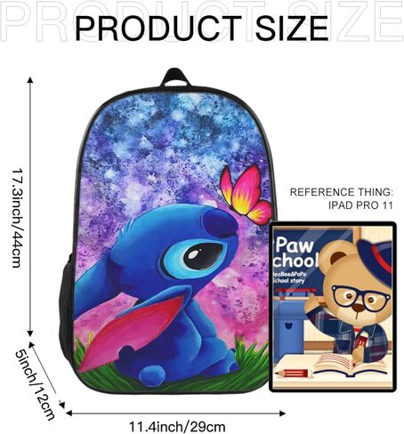 حقيبة ظهر كرتونية لطيفة مقاس 17 بوصة كاجوال ومتينة حقيبة ظهر للكمبيوتر المحمول خفيفة الوزن وحقائب ظهر للسفر وحقيبة كمبيوتر محمول وهدايا يومية (لون-3، قطعة واحدة) in Kuwait