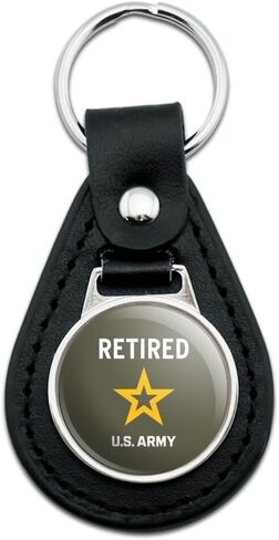 Black Leather U.S. Army Retired Logo Keychain in Saudi Arabia