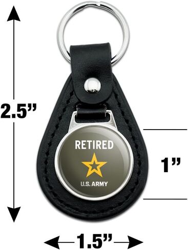 Black Leather U.S. Army Retired Logo Keychain in Saudi Arabia