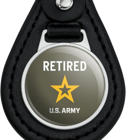 Black Leather U.S. Army Retired Logo Keychain in Saudi Arabia