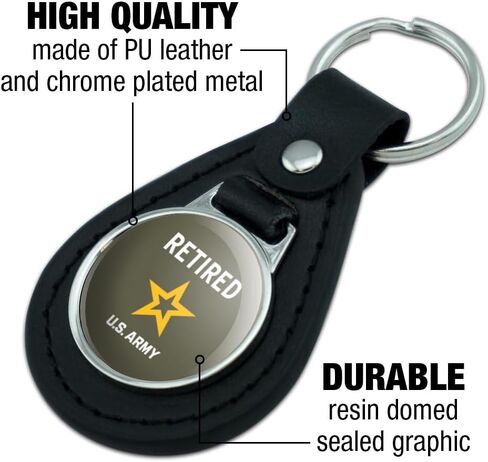 Black Leather U.S. Army Retired Logo Keychain in Saudi Arabia