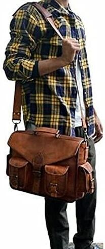 MONTEXOO Handmadecraft Leather Unisex Real Leather Messenger Bag for Laptop Briefcase Satchel in Kuwait