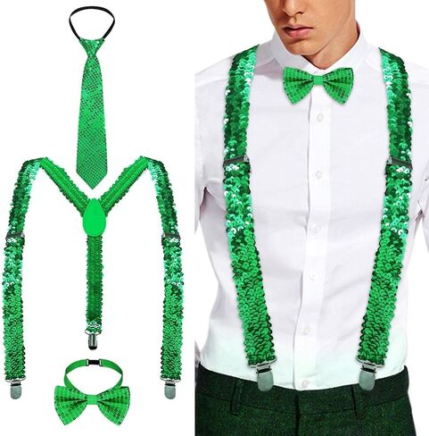 بريق الترتر الحمالات البريق الحمالات المرنة وربطة العنق حزب قابل للتعديل ربطة العنق الحمالات للرجال والنساء in Kuwait