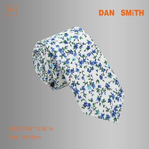 دان سميث ربطة عنق رفيعة من القطن بتصميم عصري للرجال مقاس 2.5 انش مطبوع عليها زهور in Kuwait