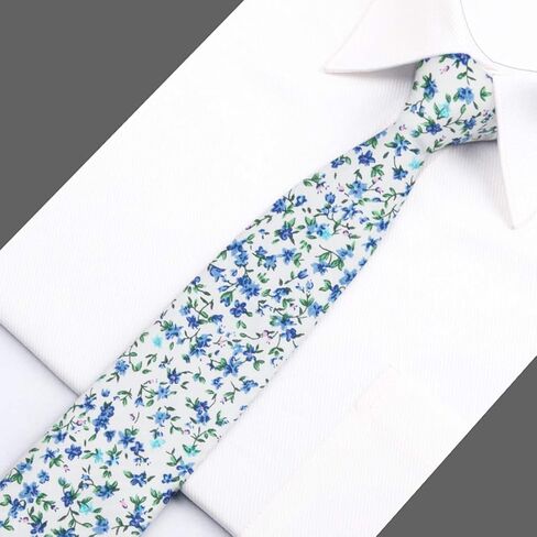 دان سميث ربطة عنق رفيعة من القطن بتصميم عصري للرجال مقاس 2.5 انش مطبوع عليها زهور in Kuwait