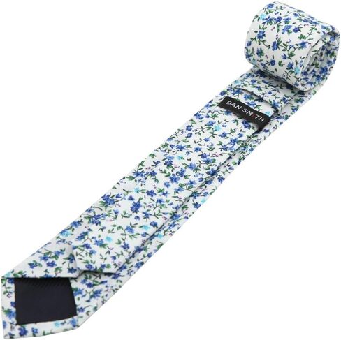 دان سميث ربطة عنق رفيعة من القطن بتصميم عصري للرجال مقاس 2.5 انش مطبوع عليها زهور in Kuwait