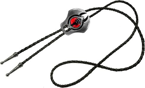 Moranse Bolo Tie Evil Eye Natural Gem Western Cowboy Style with Cowhide Rope Necktie in Saudi Arabia