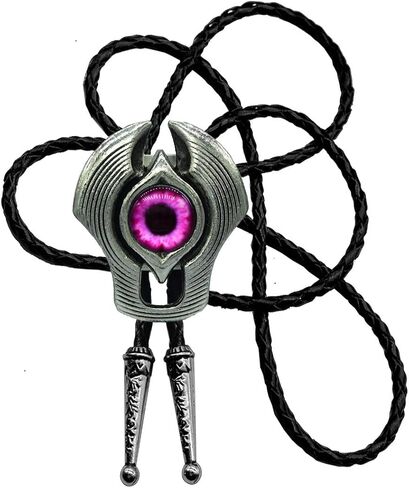 Moranse Bolo Tie Evil Eye جوهرة طبيعية نمط رعاة البقر الغربي مع ربطة عنق من جلد البقر in Kuwait