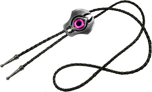 Moranse Bolo Tie Evil Eye جوهرة طبيعية نمط رعاة البقر الغربي مع ربطة عنق من جلد البقر in Kuwait