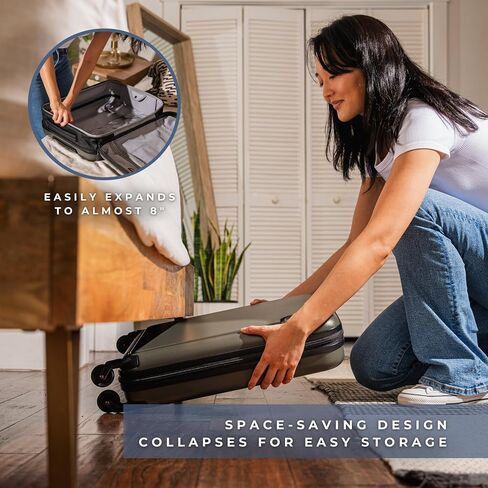 BÄRA Hardside Collapsible 20 Inch Carry On Luggage - 360 Spinner Wheels, TSA Approved Lock, Water Resistant Expandable Suitcase, Impact Resistant International Carry On Hardshell Suitcase, Silver in Saudi Arabia