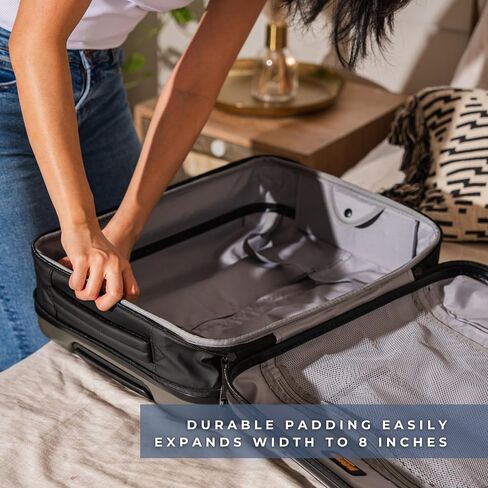 BÄRA Hardside Collapsible 20 Inch Carry On Luggage - 360 Spinner Wheels, TSA Approved Lock, Water Resistant Expandable Suitcase, Impact Resistant International Carry On Hardshell Suitcase, Silver in Saudi Arabia