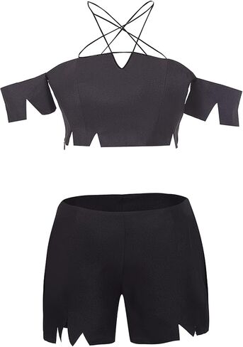 Weixu Anime Loona Cosplay Costume Crop Top Shorts Outfit Halloween Carnival Party Suit in Saudi Arabia