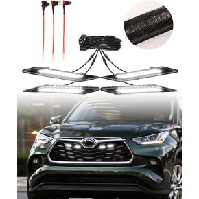 أضواء شواء LED لـ 2024 2023 2022 2021 2020 Toyota Highlander Front Grille Raptor Lights Highlander Accessories، أبيض 4 قطع