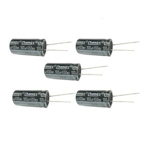 Capacitor 100uF 450V 18X30mm +/-20% -25°C to +105°C 5PCS Aluminum Electrolytic Capacitors,100MFD,100uF 450V Capacitor,100uF Capacitor,450V Capacitor,100uF Capacitor 450V,450V 100uF Capacitor