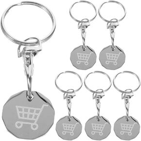 6Pcs Shopping Cart Trolley Token with Key Rings Portable Unlocks Front Loading Shopping Trolley Keychain Small Quarter Holder Keychain for Grocery Shopping Cart