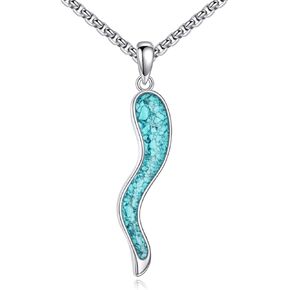 Italian Horn Necklace Sterling Silver Italian Horn Turquoise Pendant Necklace Italian Horn Jewelry Gifts for Women Men