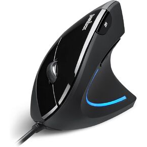 Perixx PERIMICE-513 Wired Ergonomic Vertical Mouse - 6 Buttons with 1000/1600 DPI - Right-Handed Design - Wired USB 5.9ft Cable - Black