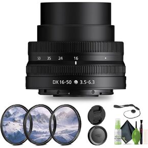 Nikon NIKKOR Z DX 16-50mm f/3.5-6.3 VR Lens (20084) + Filter Kit + Cap Keeper + Cleaning Kit