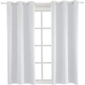 BEGOODTEX Inherent Flame Fire Retardant Room Darkening Blackout Window Curtains, Greyish White, 6 Silver Grommet, 42Wx63L Inch,Pack of 1 Panel …