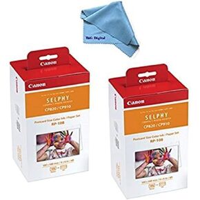 2 Pack Canon RP-108 High-Capacity Color Ink/Paper Set Designed for SELPHY CP910/CP820/CP1200 Printers